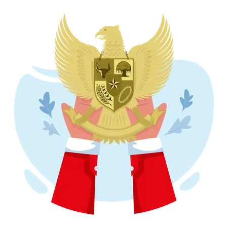 Hands with garuda pancasila symbol  Illustration
