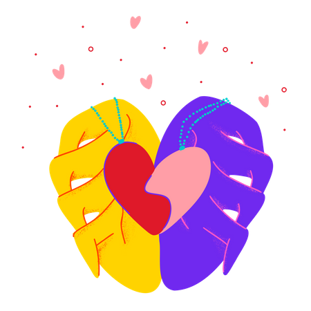 Hands with hearts Illustration
