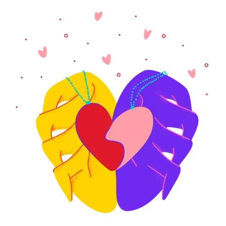 Hands with hearts  Illustration