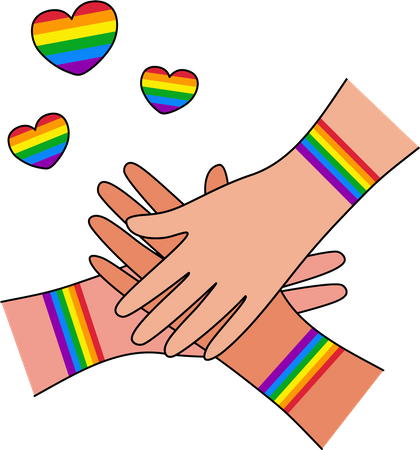 Hands with LGBT flag rainbow Illustration