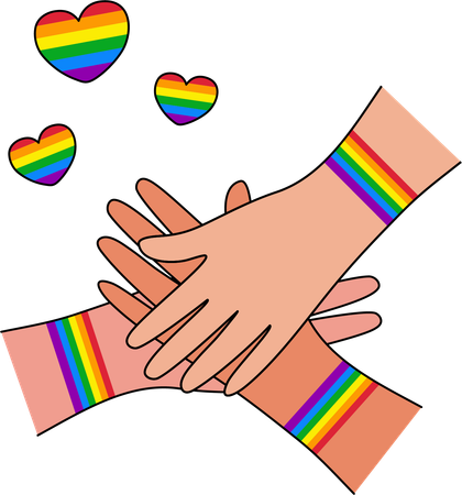 Hands with LGBT flag rainbow  Illustration