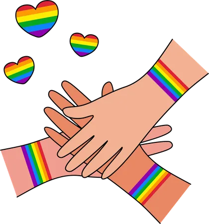 Hands with LGBT flag rainbow  Illustration