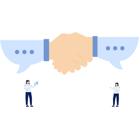 Handshake and Speech Bubbles  Illustration