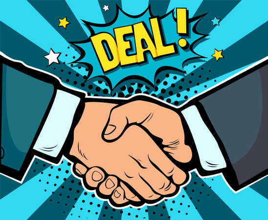 Handshake business deal contract  Illustration