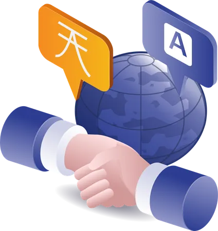 Handshake from world language translators  Illustration