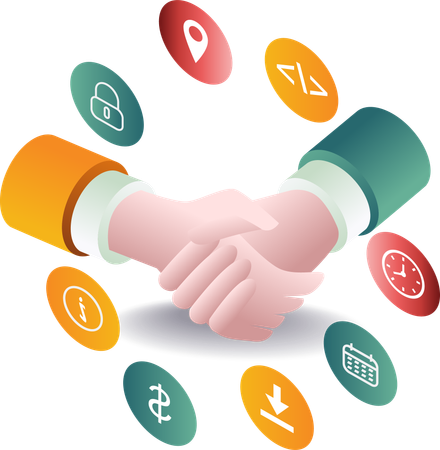 Handshake to develop business  Illustration