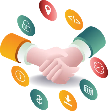 Handshake to develop business  Illustration