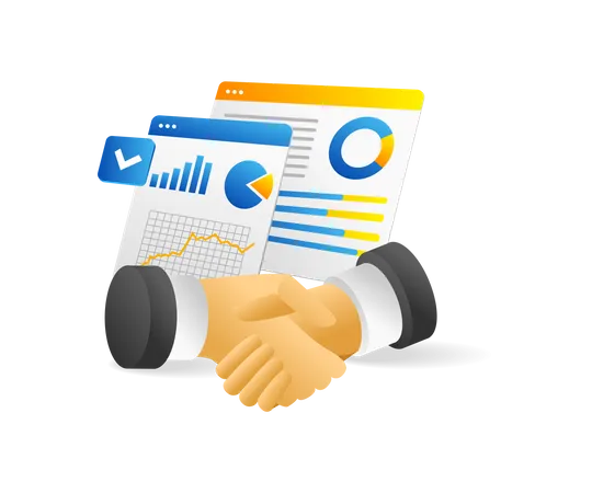 Handshake with business analysis deal  Illustration