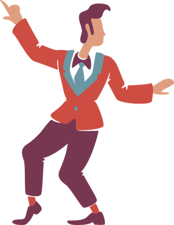 Handsome guy in red blazer with hand up  Illustration