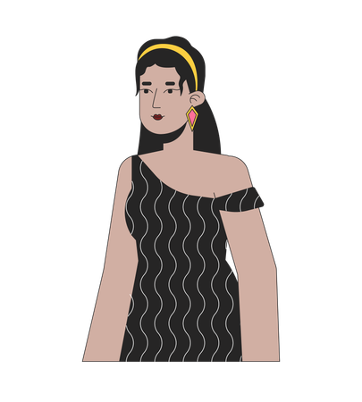Handsome hispanic lady in 70s inspired clothes  Illustration