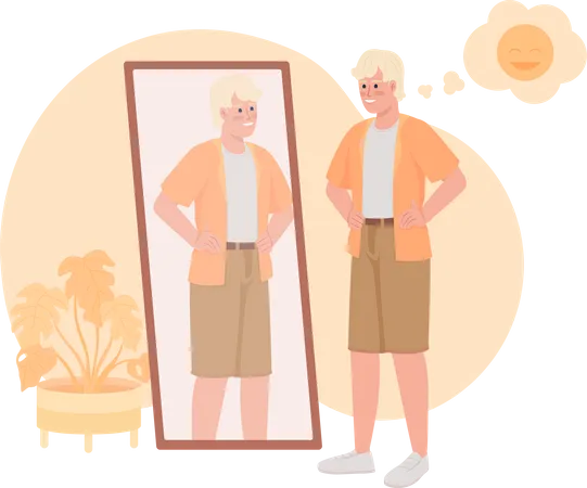 Handsome man looking in mirror  Illustration