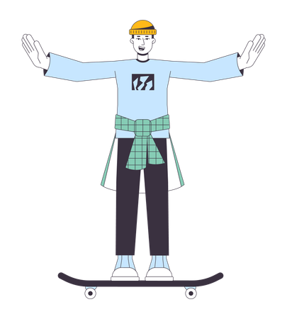 Handsome skater waving  Illustration