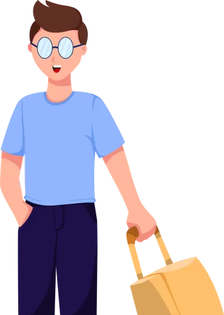 Handsome Tourist Carrying Suitcase  Illustration