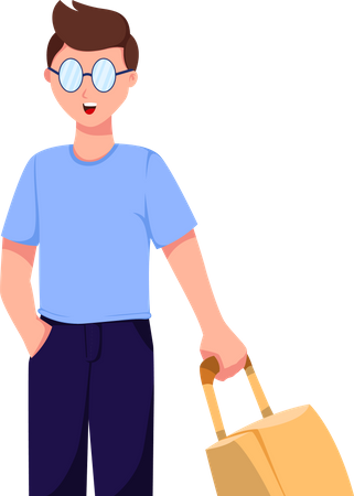 Handsome Tourist Carrying Suitcase  Illustration