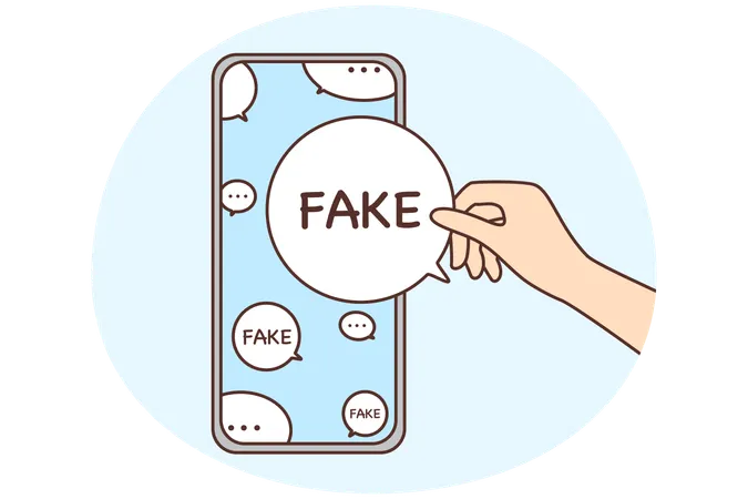 Handy-Bildschirm mit Sprechblasen mit Fake News  Illustration