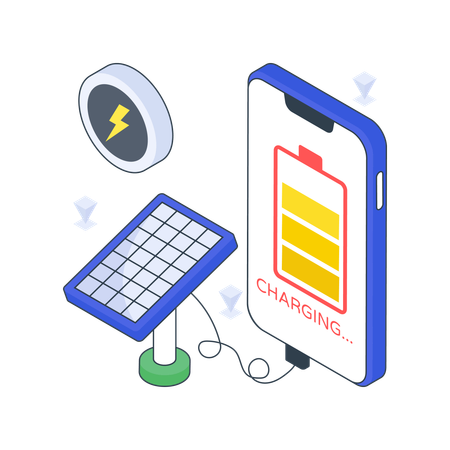 Handy aufladen mit Solar  Illustration