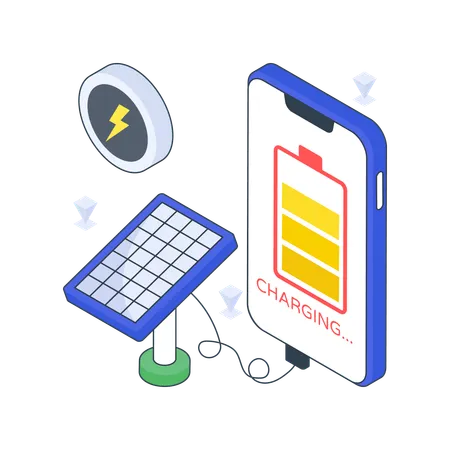 Handy aufladen mit Solar  Illustration