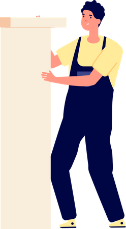 Handy man working with wooden furniture  Illustration