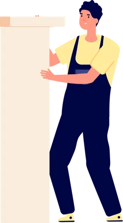 Handy man working with wooden furniture  Illustration