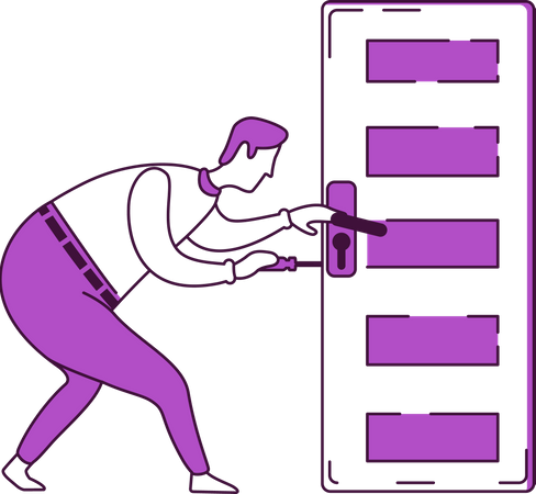 Handyman fixing door knob  Illustration