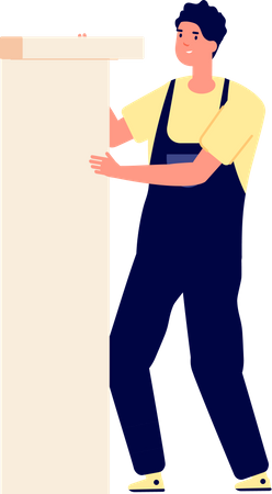Handy man working with wooden furniture Illustration
