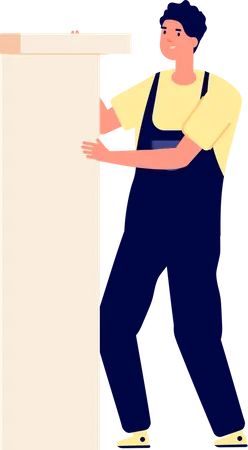 Handy man working with wooden furniture Illustration