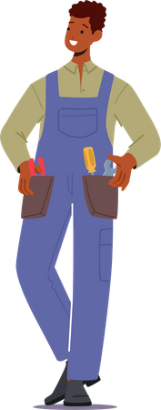 Handyman with different tools  Illustration