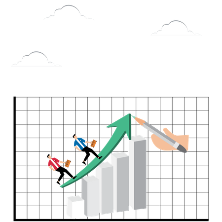 Handzeichnung eines Pfads zum oberen Rand des Diagramms  Illustration