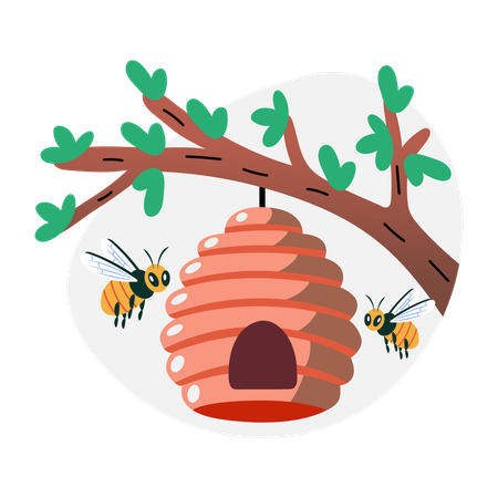 Hanging beehive  Illustration
