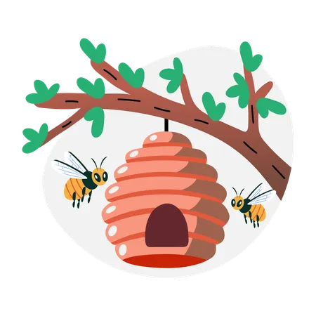 Hanging beehive  Illustration