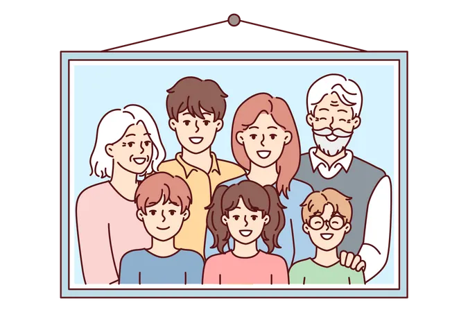 Hanging family photo frame  Illustration
