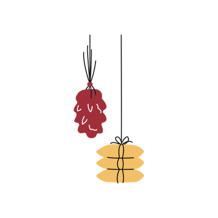 Hanging on rope lanterns  Illustration