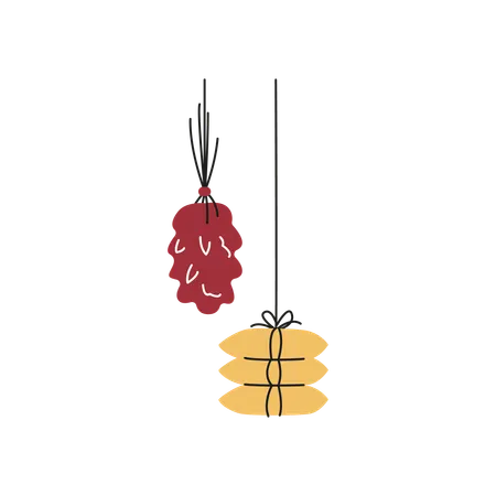 Hanging on rope lanterns  Illustration