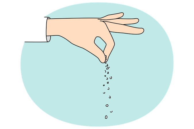 Hans adding salt to food  Illustration