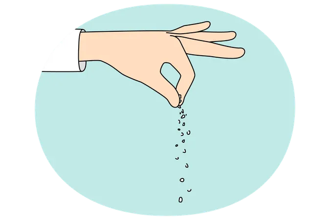 Hans adding salt to food  Illustration