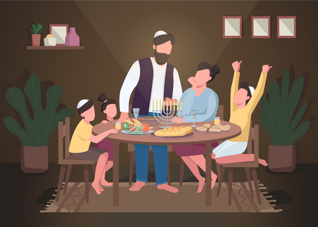 Hanukkah dinner Illustration