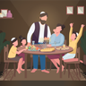 muslim dinner illustrations