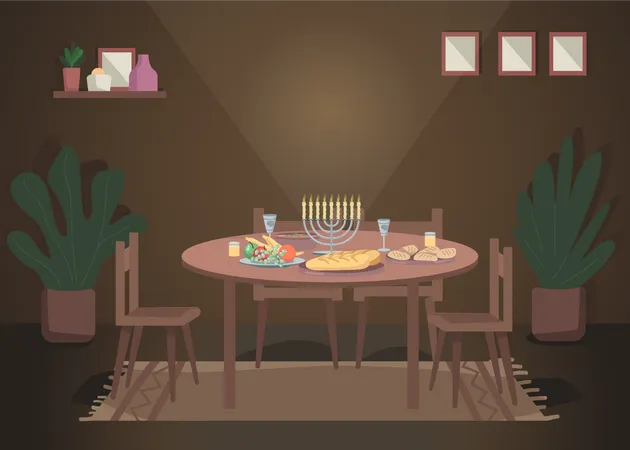 Hanukkah Dinner  Illustration