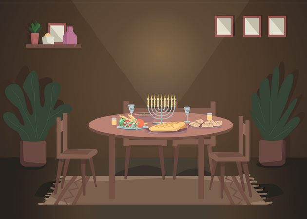 Hanukkah Dinner  Illustration