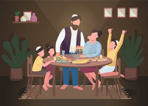 Hanukkah dinner  Illustration