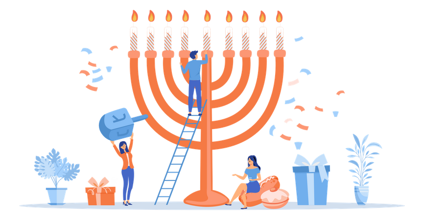 Hanukkah holiday menorah decoration  일러스트레이션