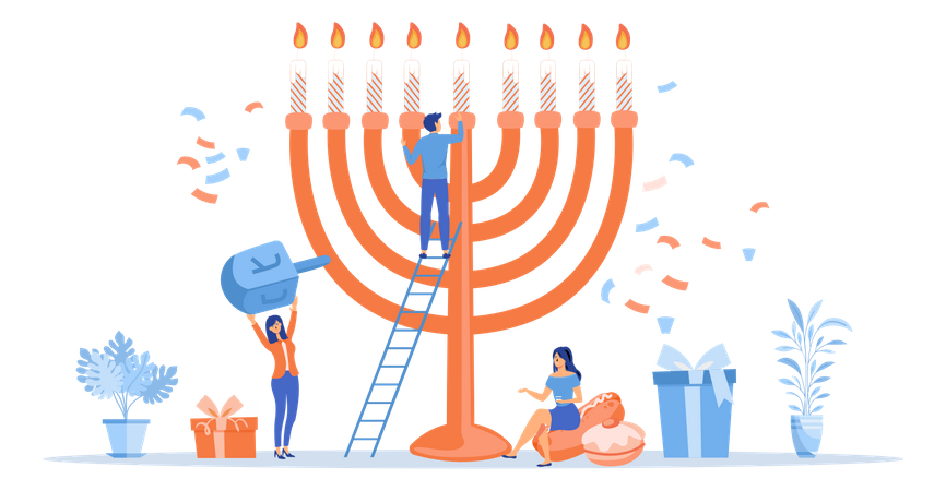 Décoration de menorah de vacances de Hanoukka  Illustration