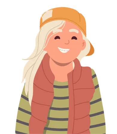 Happily laughing preteen girl  Illustration