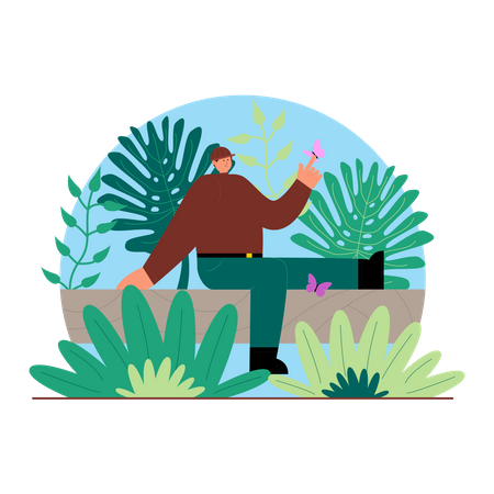 Happy Adventurer in jungle Illustration