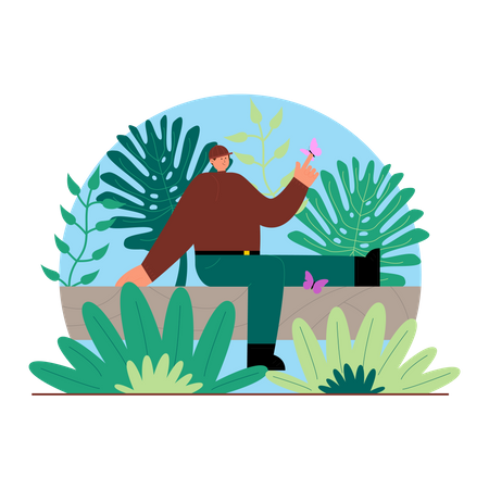 Happy Adventurer in jungle  Illustration