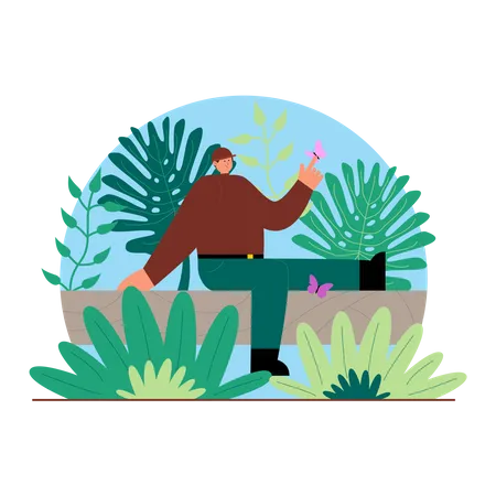 Happy Adventurer in jungle  Illustration