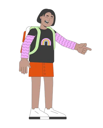 Happy african american girl pointing aside  Illustration