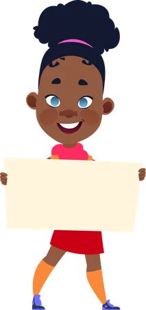 Happy african girl holding banner  Illustration