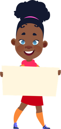 Happy african girl holding banner  Illustration