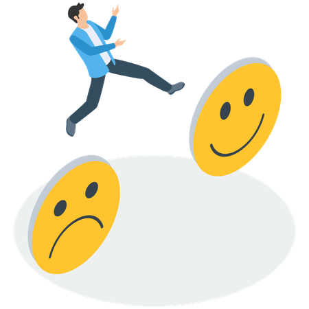 Happy and stressful businessman mood  Illustration